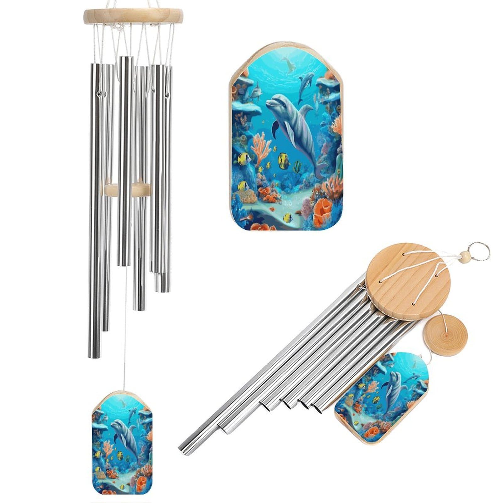 Adfgyerh Style Seabed Coral Fish Dolphins Wind Chimes For Outside, Memorial Windchimes Deep Tone Soothing Melodic Tones, Sympathy Wind Chimes For Patio Home Or Garden Decor