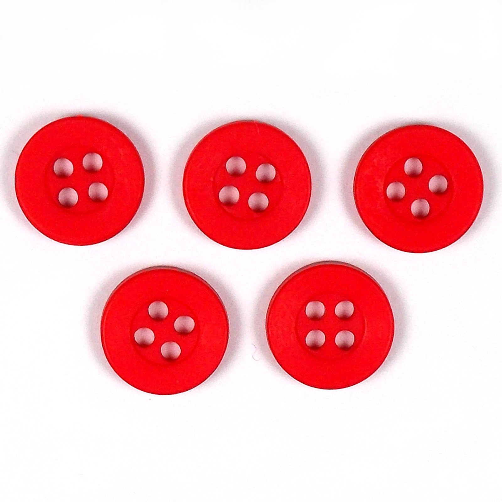 Push The Button Red Colour 4 Hole Round Shirt Buttons 10Mm Wide Pack Of 5 (Red)