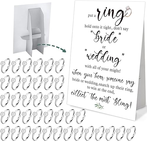 Juego de despedida de soltera o boda, pon un anillo en él juego de despedida de soltera con 50 anillos falsos, decoraciones de despedida de soltera,