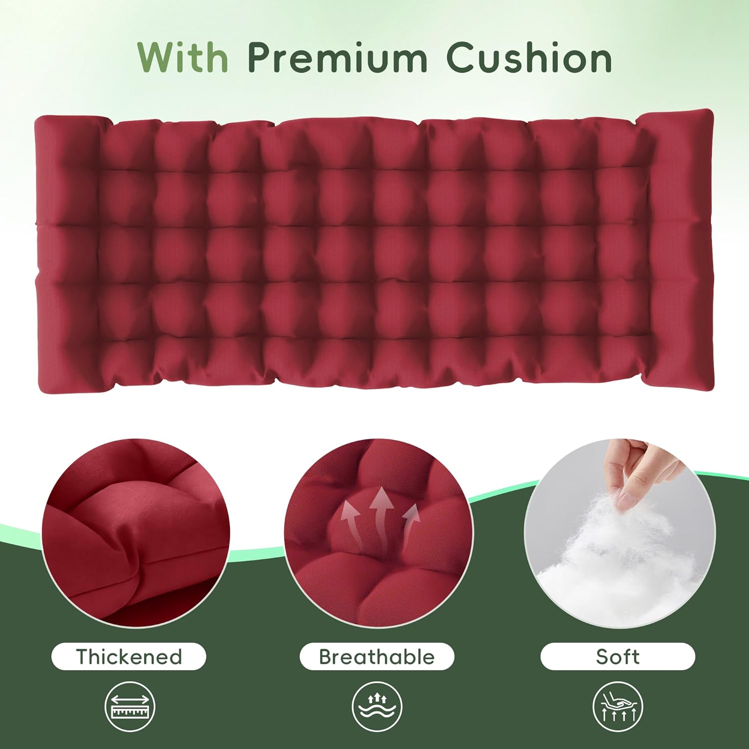 Amopatio Oversized Zero Gravity Padded Chair w/Removable Cushion&Headrest, XXL 33In Reclining Camping Lounge Chair Upgraded Lock and Footrest, Folding Patio Recliner for Indoor Outdoor, Red