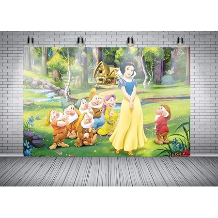 Amazon Com Fondo Blanco Como La Nieve De La Princesa De Los Siete Enanos Con El Bosque De Cuento De Hadas De Fondo Para Suministros De Fiesta De Cumpleanos Banner De Fotografia Ninas