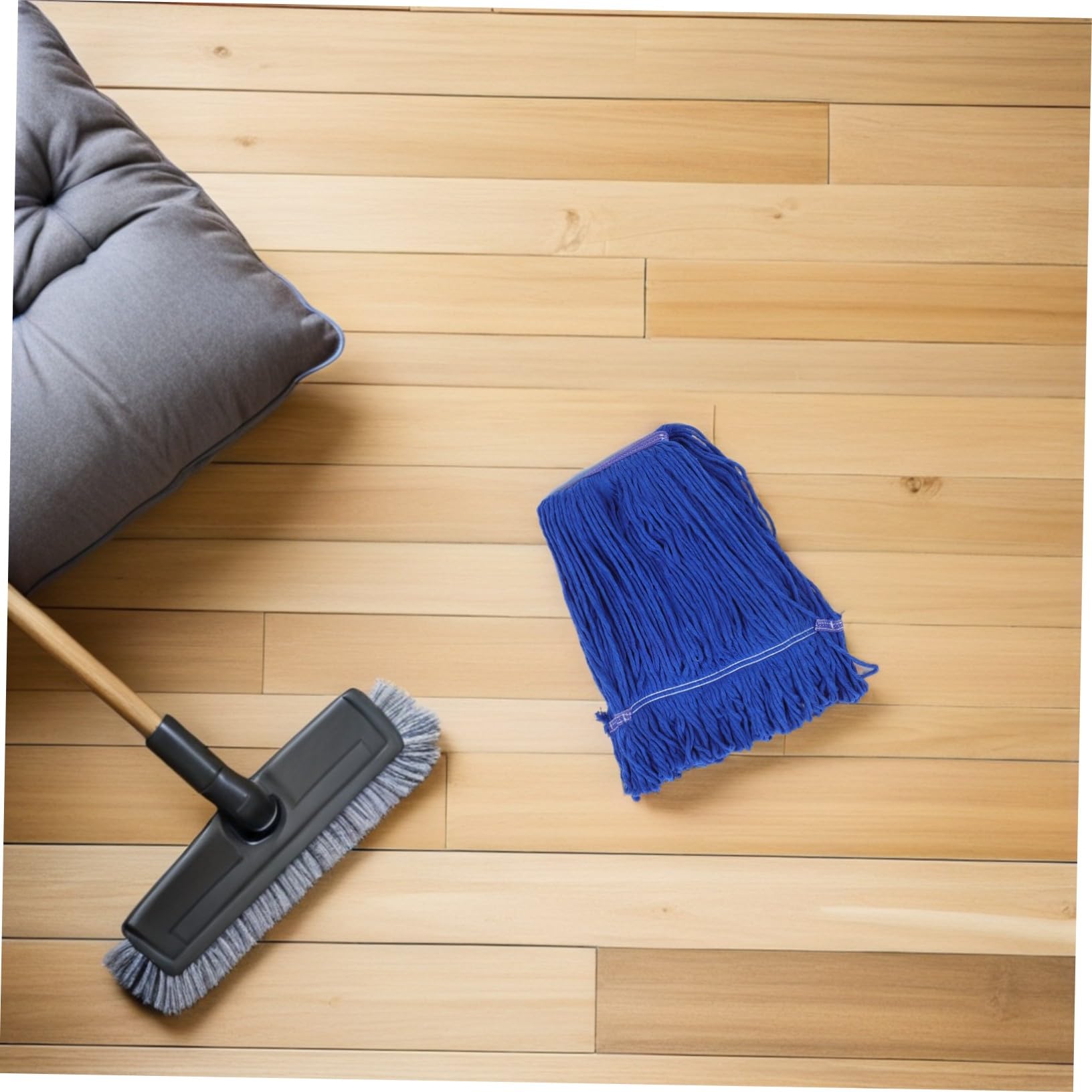Cabezal Material de Hilo de Algodón Resistente de Trapeador Azul de Algodón Repuesto de 3 Piezas Compatible para Limpieza Industrial y Oficinas Mopa de Cera