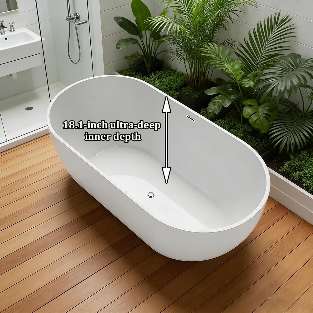 Klasyczna owalna akrylowa wanna pionowa, głęboka wanna spa dla dorosłych o głębokości 46 cm, antypoślizgowa powierzchnia i podstawa, centrum spa w łazience, kolorowe,A l150cm