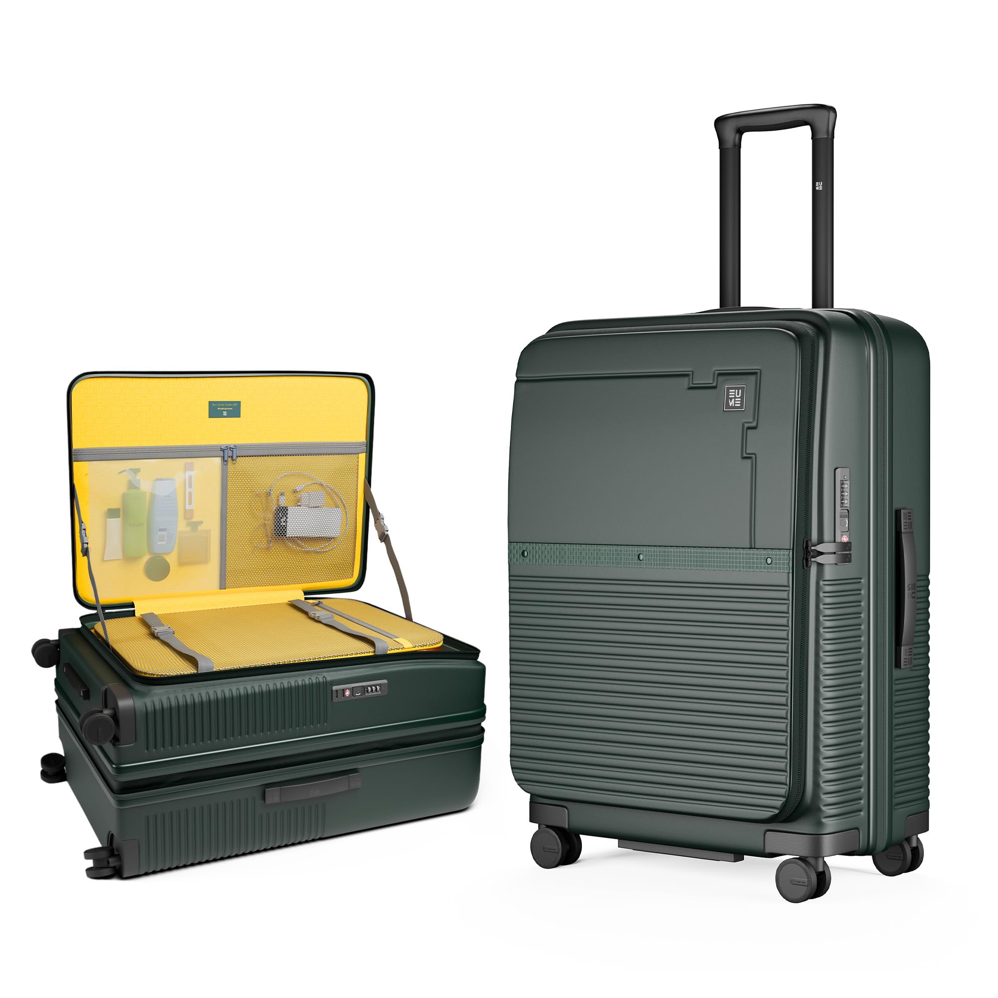Aerotop Checkin Medium Trolley Bag | Space Saving Top Open Suitcase | Expandable Hardshell Polycarbonate Luggage | TSA Lock, Anti Theft Zipper, Super Silent Wheels | 78L Pine Green-image-20