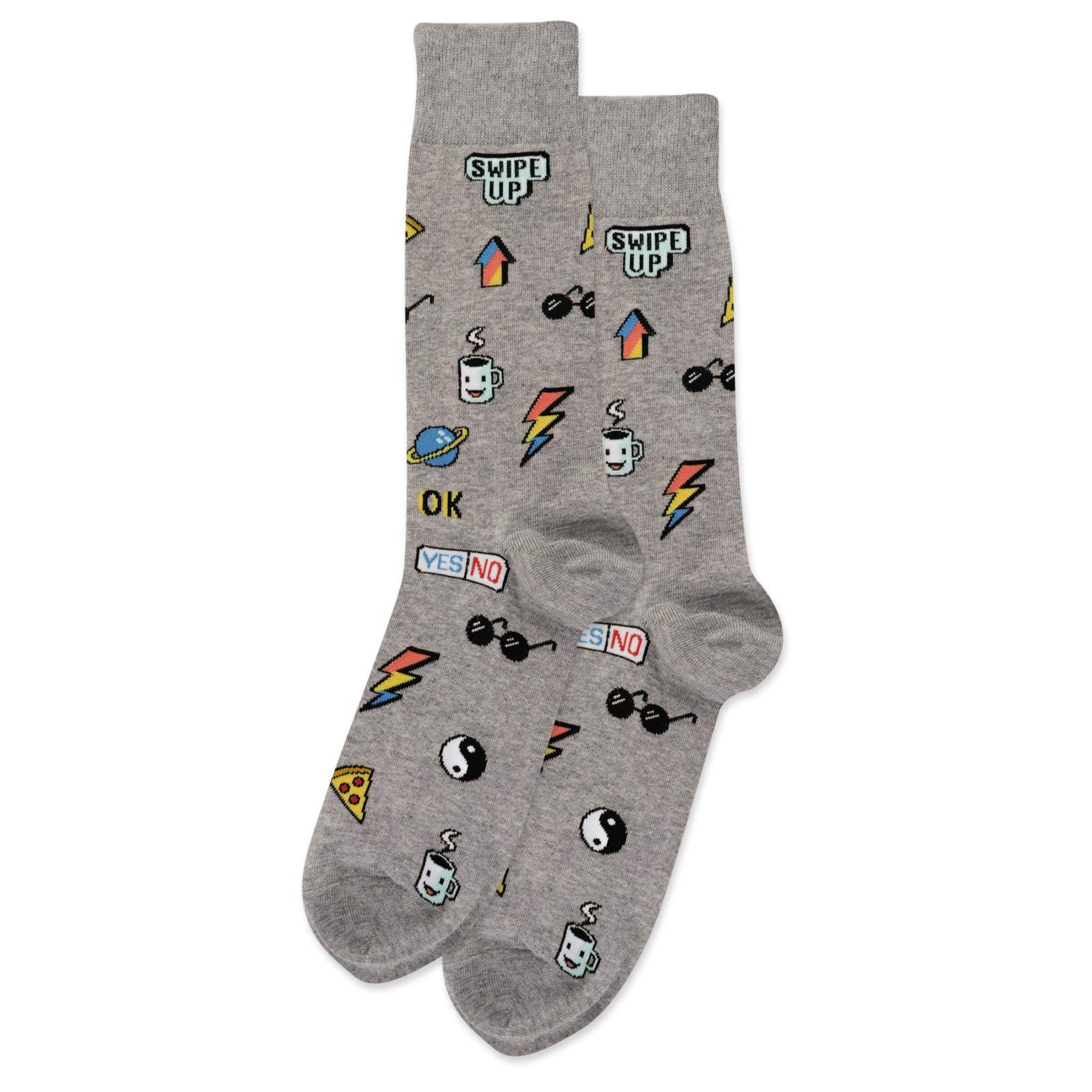Hot SoxHotSox Stickers Socks, Grey Heather, 1 Pair, Men Shoe 6-12.5
