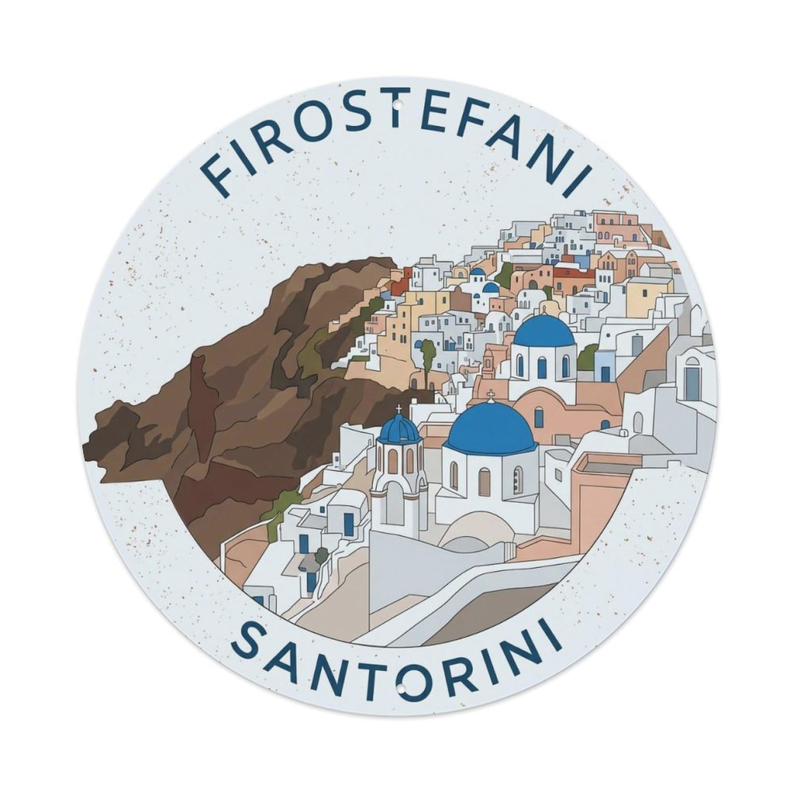 Vintage Travel Firostefani Santorini Clifftop Metal Tin Sign