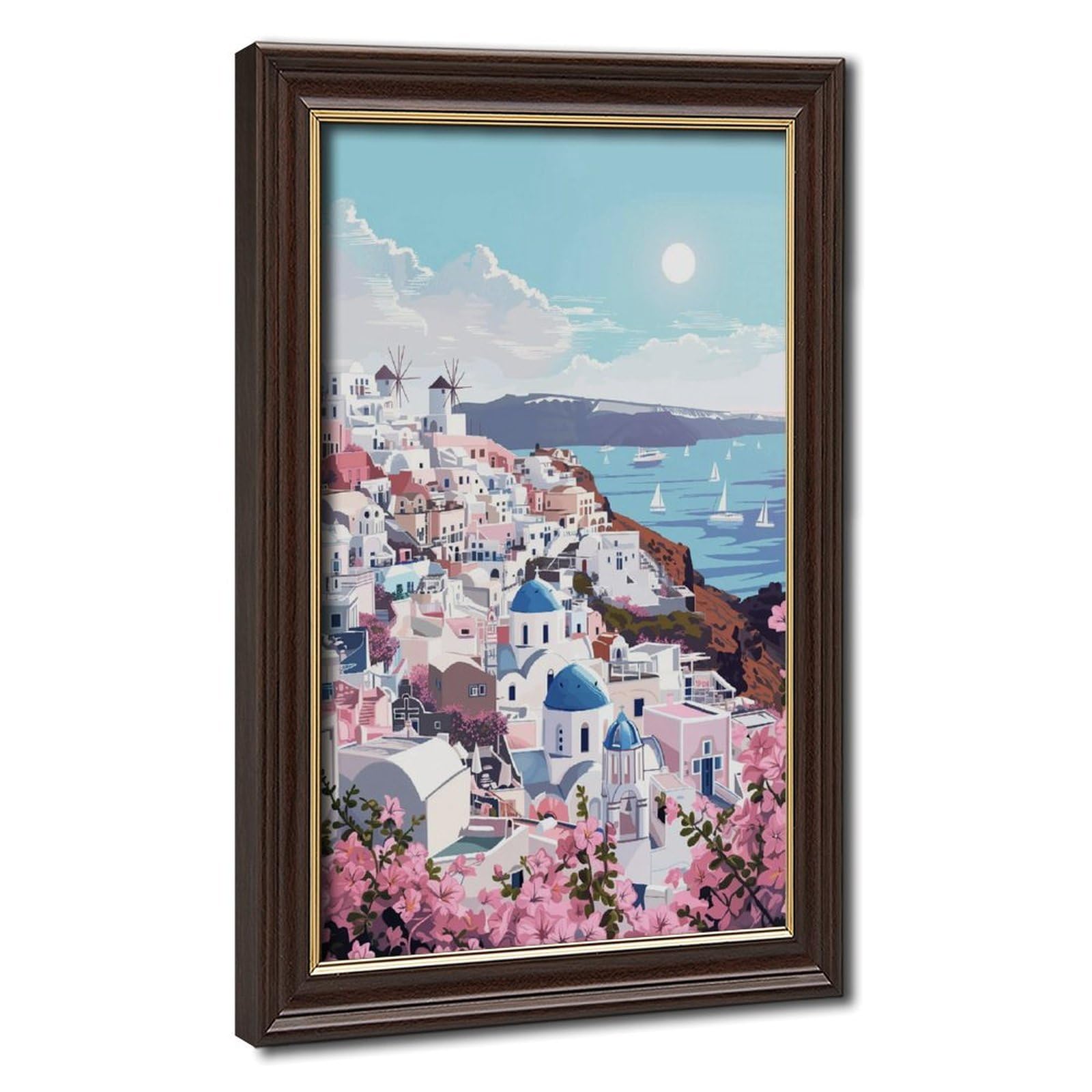 Bareronor Santorini Canvas Poster Bedroom Decor Landscape Office Room Decor Gift 24" L X 36" W