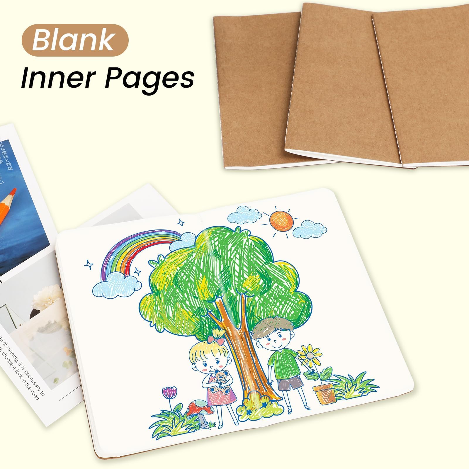 Oucaru Mini-Notizbücher, Großpackung, 8,9 x 14 cm, Braun, 60 Seiten, blanko, kleines Notizbuch, Mini-Tagebuch, Notizblöcke für Kinder, Studenten, Reisende, Schule, Bürobedarf, 64 Stück