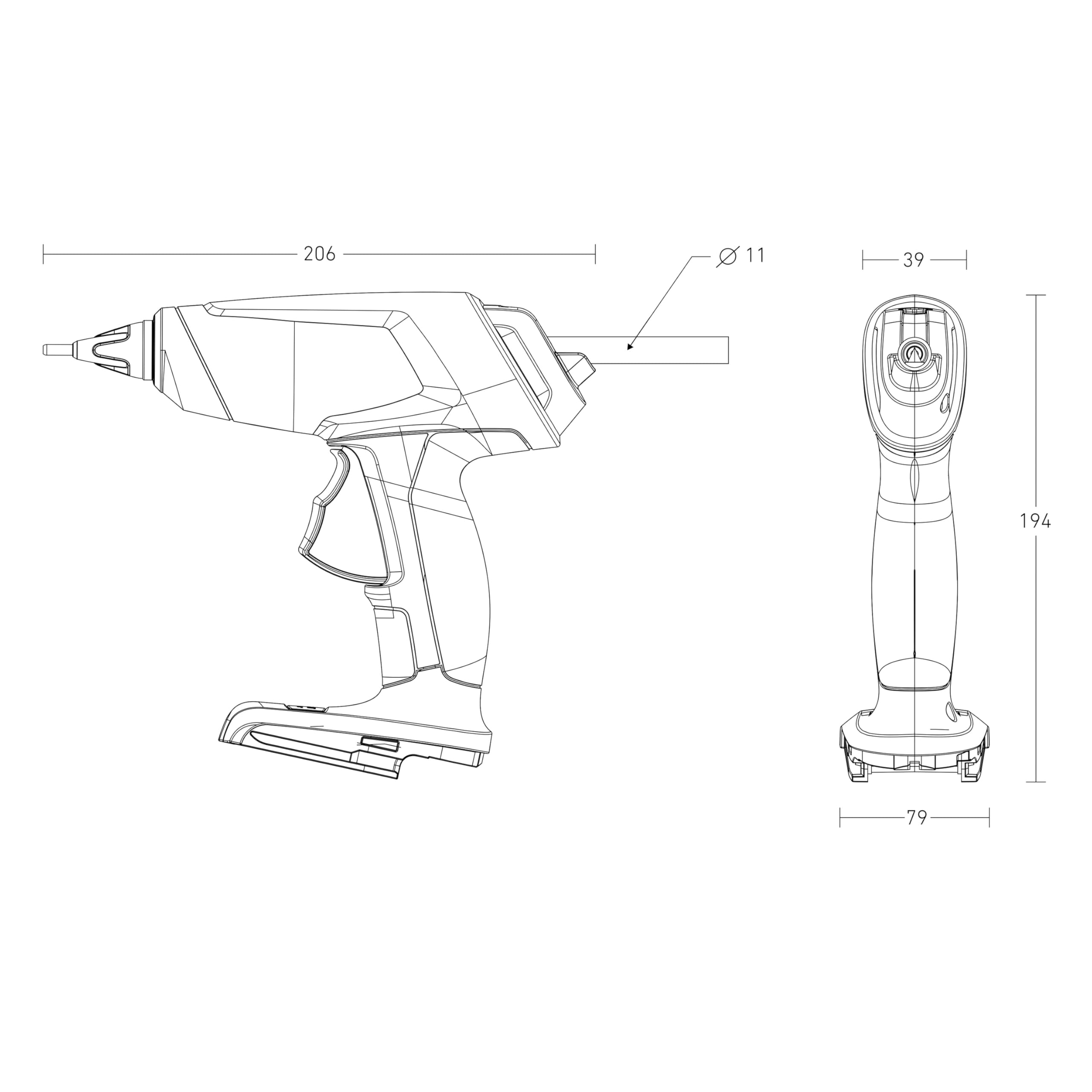 Steinel Pistolet à colle sans fil MobileGlue 3011, pistolet à colle sans fil 11mm, 2 niveaux de température, compatible avec la batterie PFA Bosch