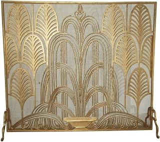 Fireplace Screens Fireplace Screen - Mesh Back - Art Deco Fireplace Screen Flat Fireplace Screens Decorative