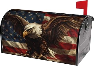 Mailbox Covers Magnetic Standard Size,18"x21" American Eagle with Flag Spring Summer Magnetic Mailbox Covers for Holiday Outside Yard Decor