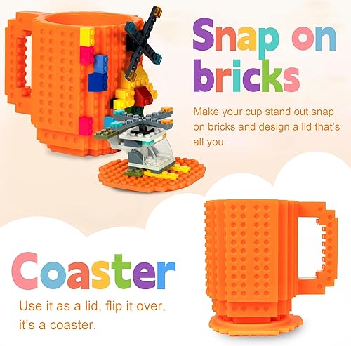Miniatura 10 de Fubarbar Novedosas tazas de café, taza de ladrillo para niños, taza de construcción con pajilla, divertido regalo de Navidadcumpleaños para hombres,