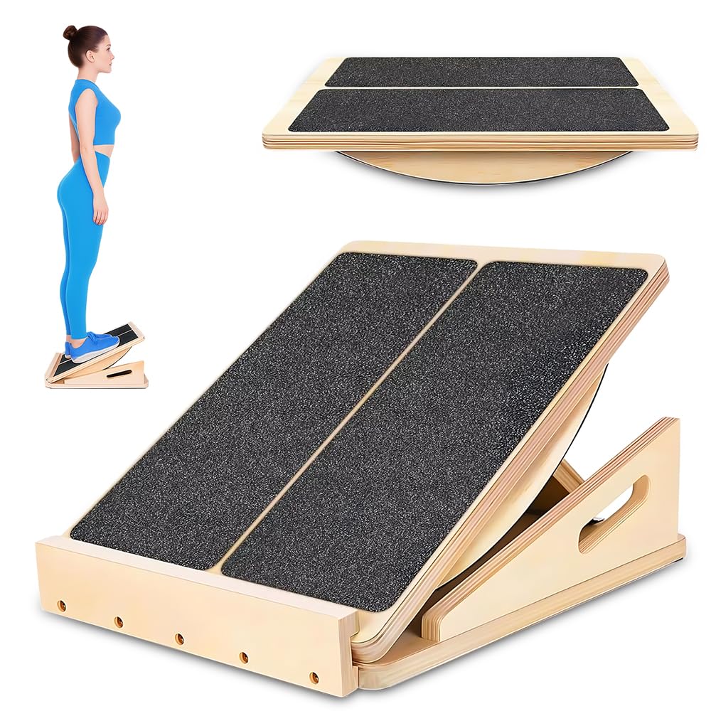 Planche D'Équilibre XPJBKC – Bois – 40x30x8 Cm – Charge Max 150 Kg – Antidérapant – Proprioception Et Renforcement Musculaire – Pour Maison, Sport, Bureau