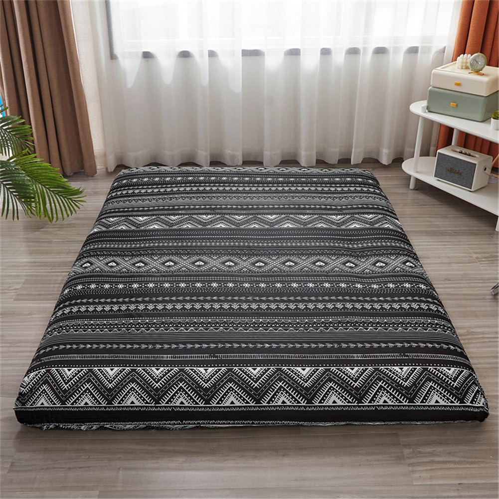Morbuy Mattress Protector Mattress Cover Zipped Closure Fully Fitted 360° Encasement Machine Washable for Single Double King Super King Bed (180x220cm,black boho)