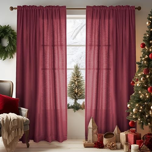 Miniatura 9 de Melodieux - Cortinas semitransparentes para sala de estar, dormitorio, cortinas de gasa