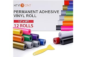 HTVRONT Permanent Vinyl for Cricut, 12 Pack Colorful Vinyl Rolls for DIY