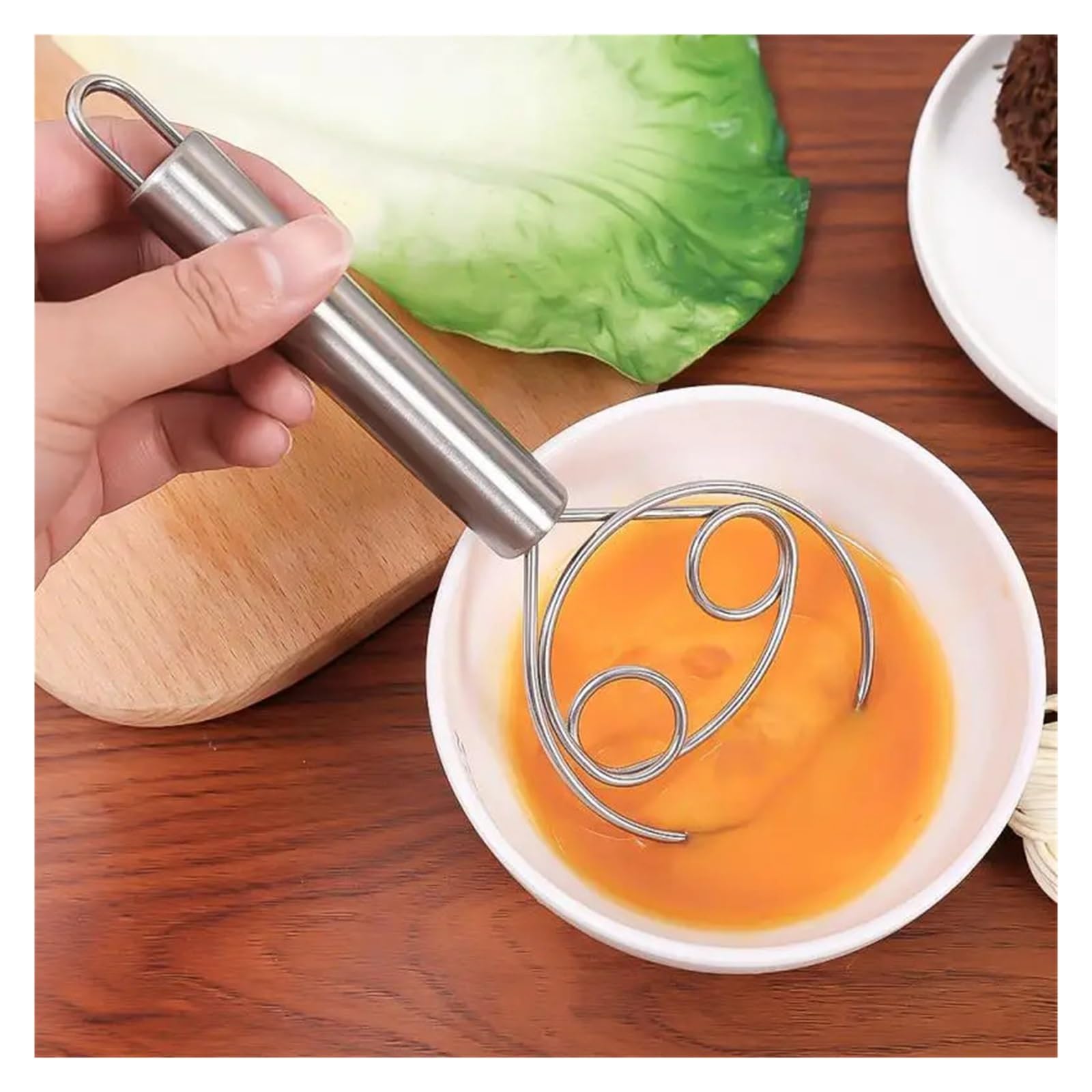 Edelstahl-Teigbesen mit ergonomischem Griff, manueller Mixer for Backen, Schneebesen, Creme-Rührwerkzeug(PP green)