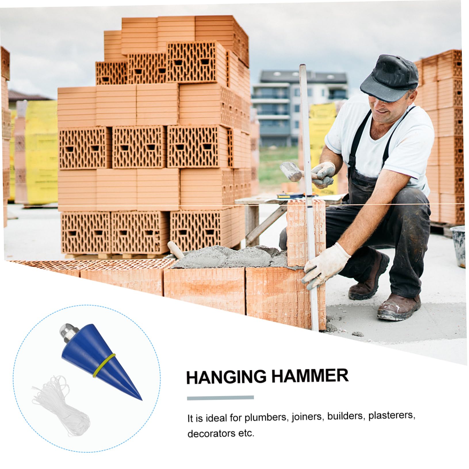 DOITOOL Fil à Plomb en Acier Bleu 300g, Outil de Mesure Construction, Mesure Précise Verticalité pour Fondations et Chantier Couleur Aléatoire