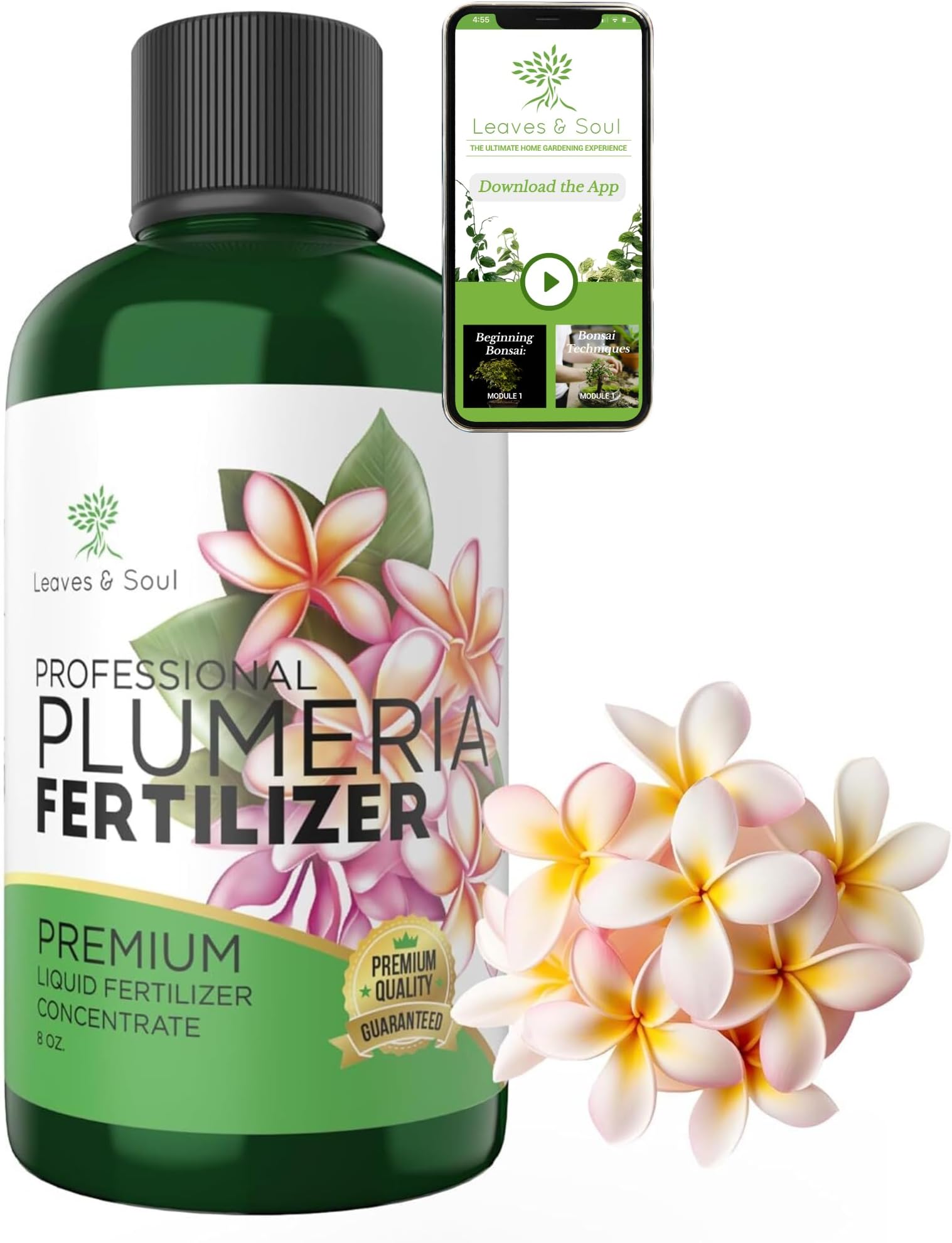 Leaves and Soul Plumeria Professional Liquid Fertilizer - Complete 2-5-4 Nutrient Blend Concentrate for Enhanced Blooming & Growth - Perfect for Garden & Indoor Plants, Easy Application - 8 oz