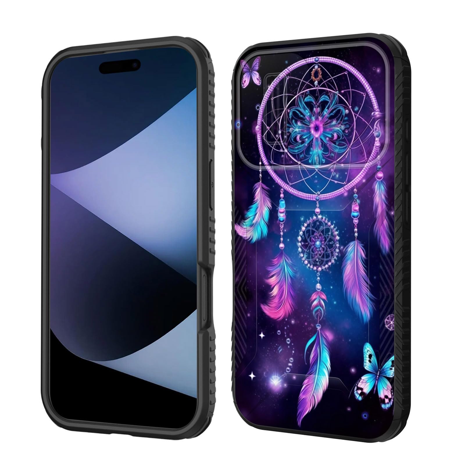 wiaekosef for iPhone 16 Case Built in Slide Camera Lens Cover,Heavy Duty Shockproof Protection Dual Layer Case for iPhone 16 6.1 inch 2024,Butterfly