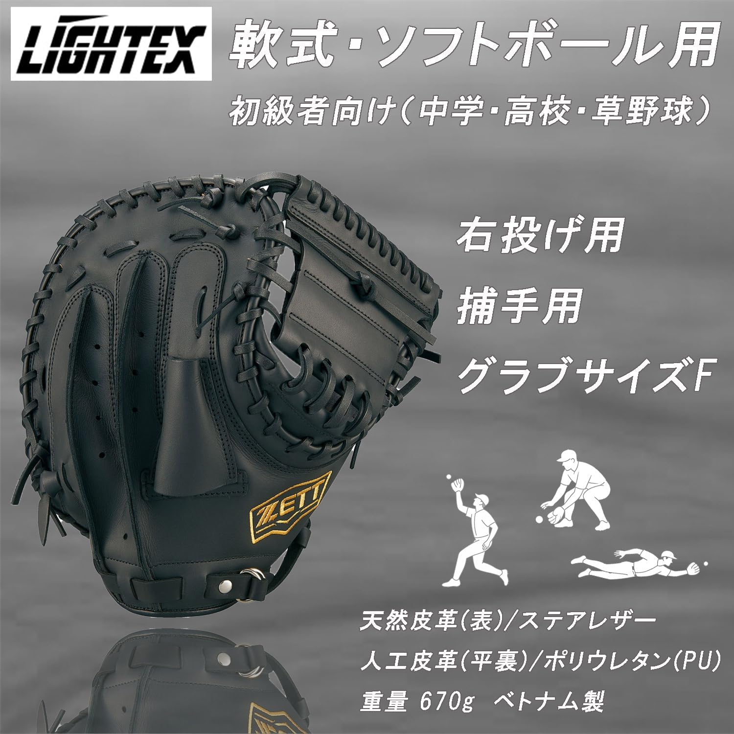 Zett BSFB56923A Soft Baseball and Soft Catcher/First Mitt, for Right Throw/Left Throw, Black, 2023 Model