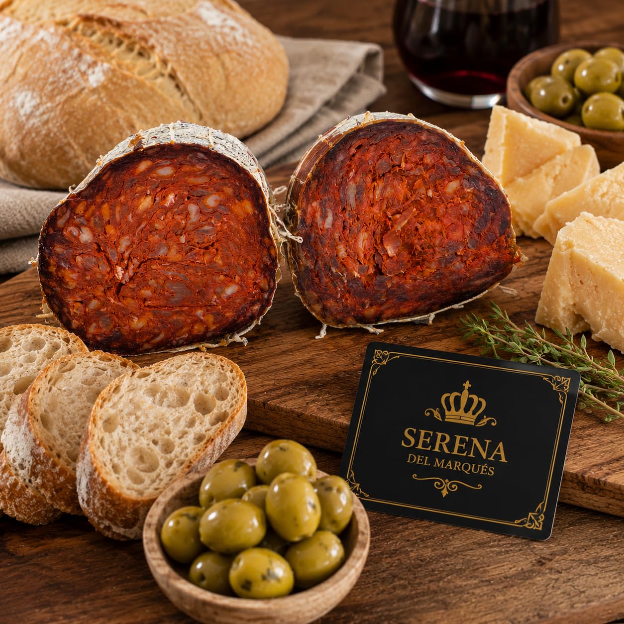 SERENA DEL MARQUÉS - Morcón Ibérico (1Kg) | Embutido Ibérico Curado | Morcón de chorizo ibérico |Ideal para Tabla de Embutidos, Regalo Gourmet y Tapas | Formato Pieza Entera