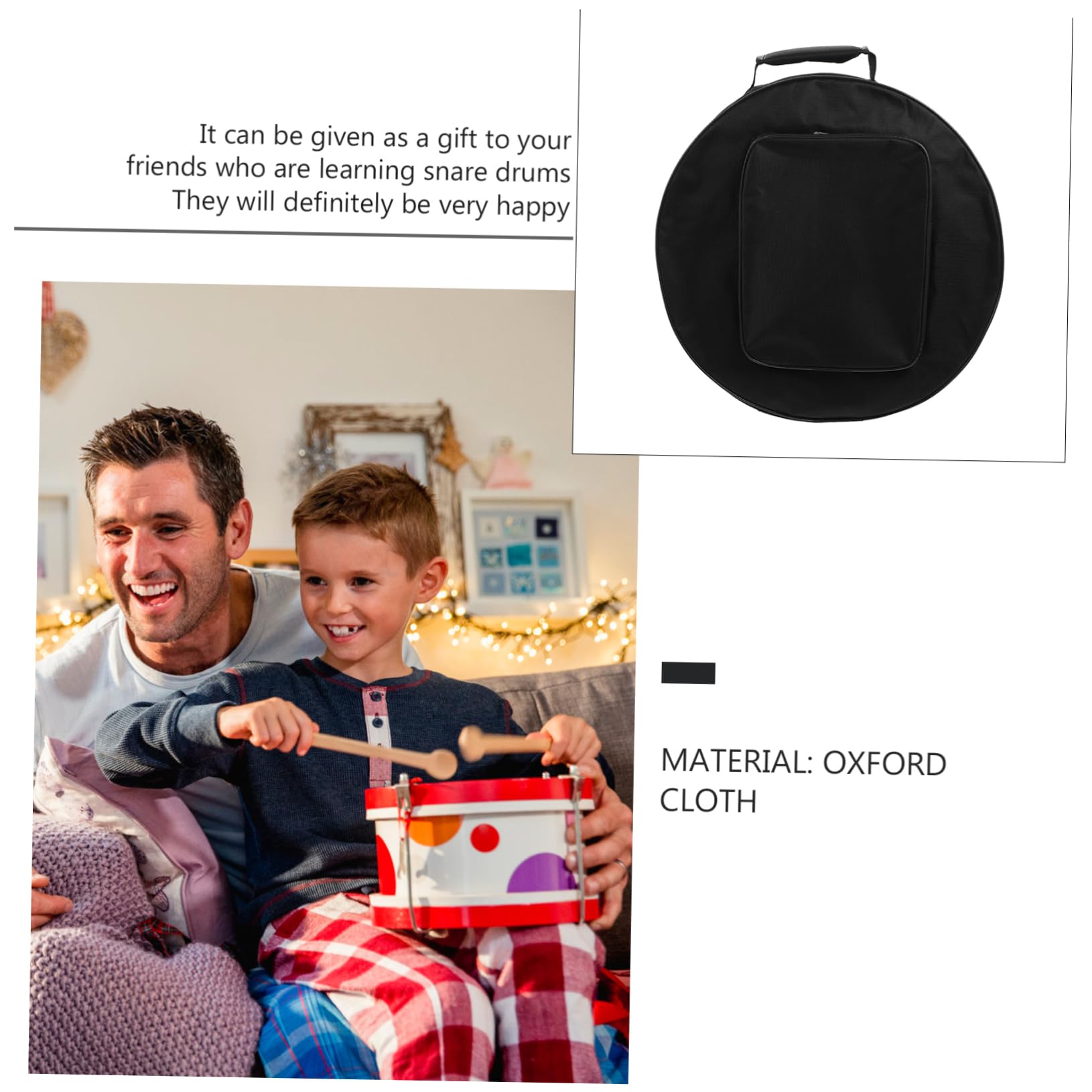 Toddmomy Portable Snare Drum Bag Durable Snare Drum Carrying Pouch with Storage Pocket for Drumsticks