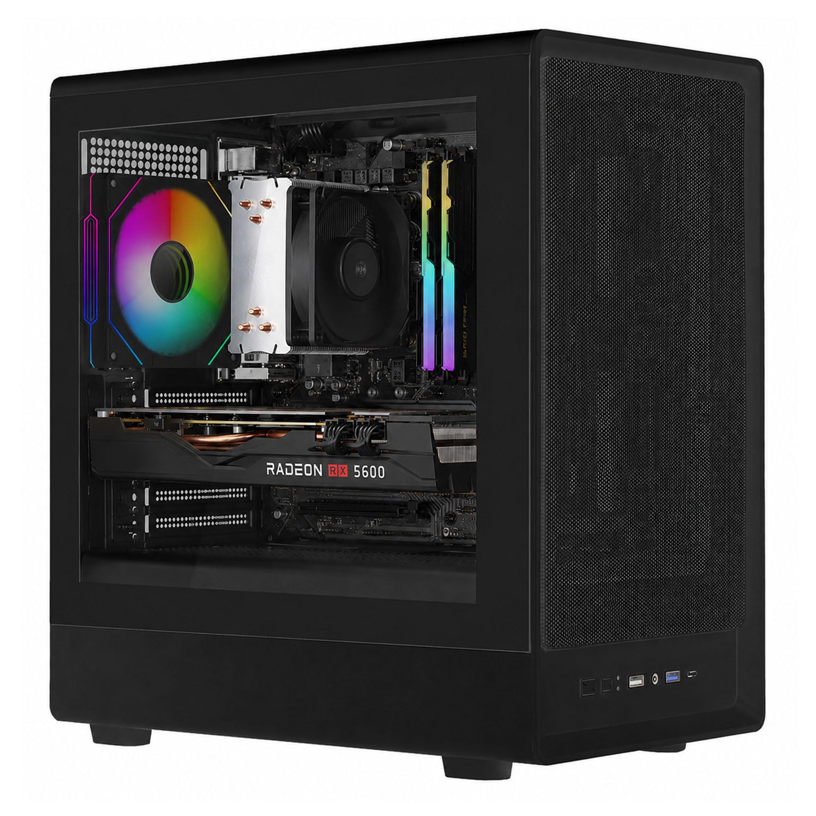 Noua Nexus PK200, obudowa do gier MicroATX kompaktowy, wentylator PWM ARGB, Micro Tower z USB 3.0, siatka przednia i boczna ze szkła hartowanego, czarny