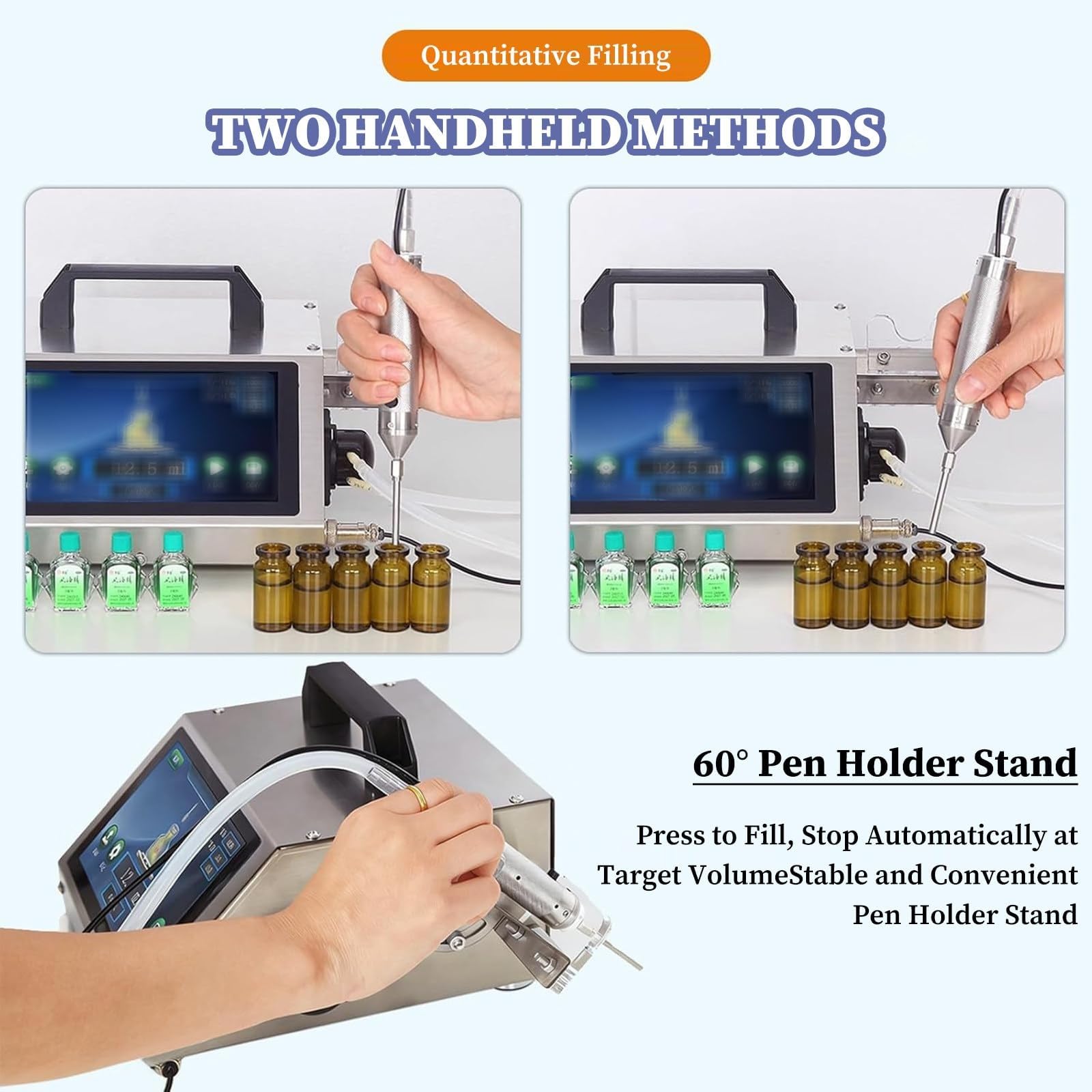 Automatische Flaschenfüllmaschine, Peristaltikpumpe Flüssigkeitsspender mit LCD-Steuerung, Handschalter, Präzisionsnadel-Düse für ätherische Öle und Parfümproben