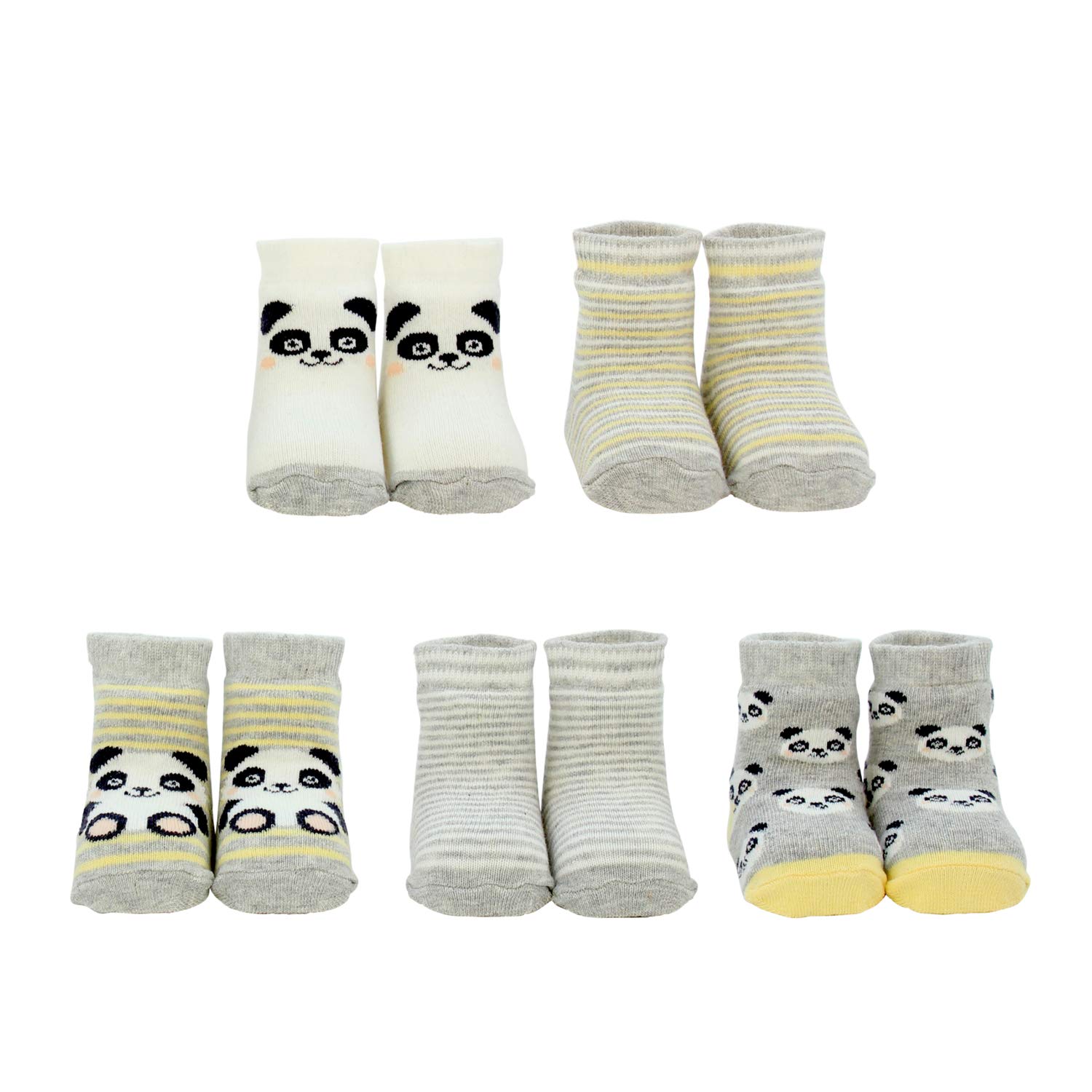 Roly-Poly Panda 5 pares de calcetines recién nacidos + caja de regalo