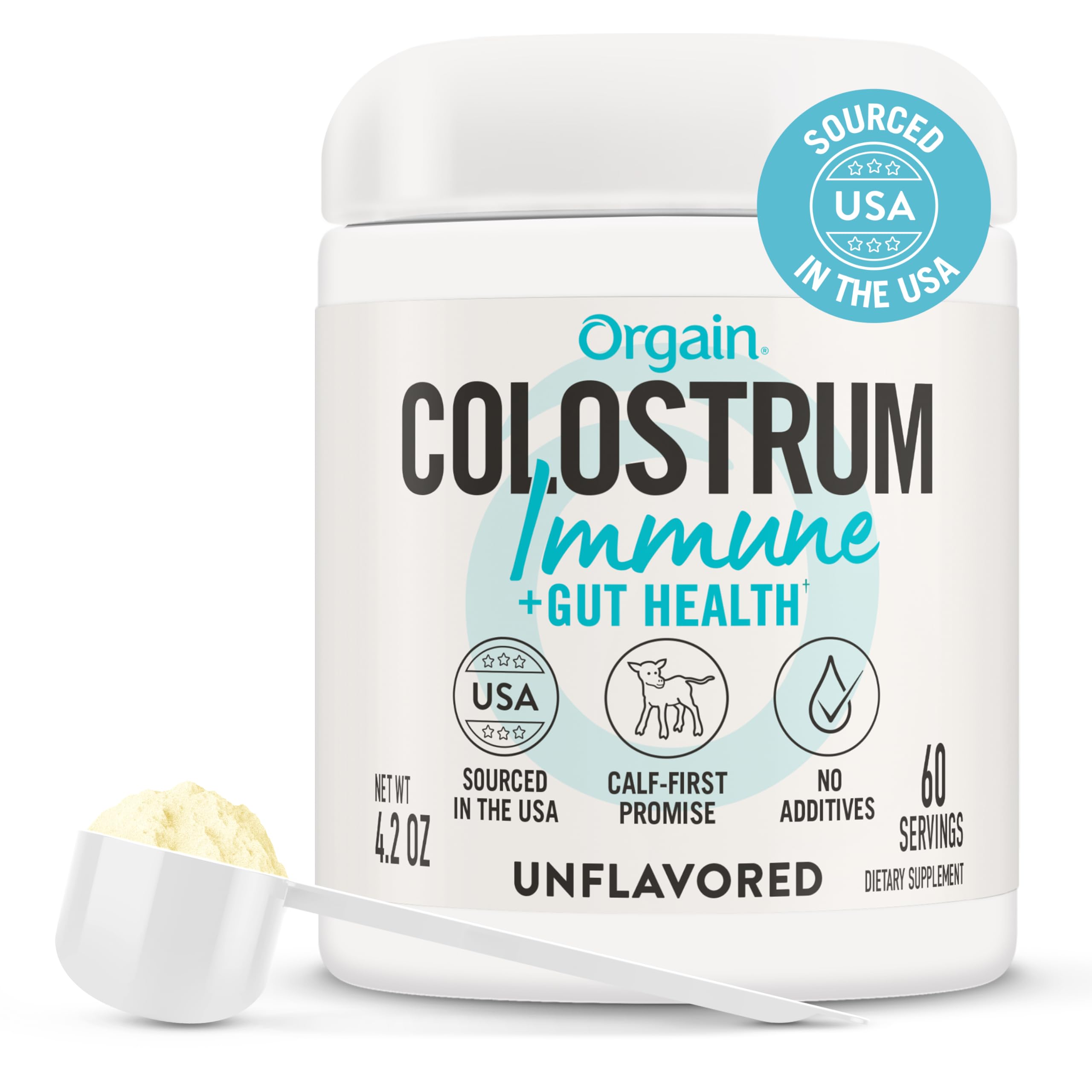 Orgain Colostrum Powder, Gut & Immune Support, Unflavored, 60 Servings 4.2 Ounce