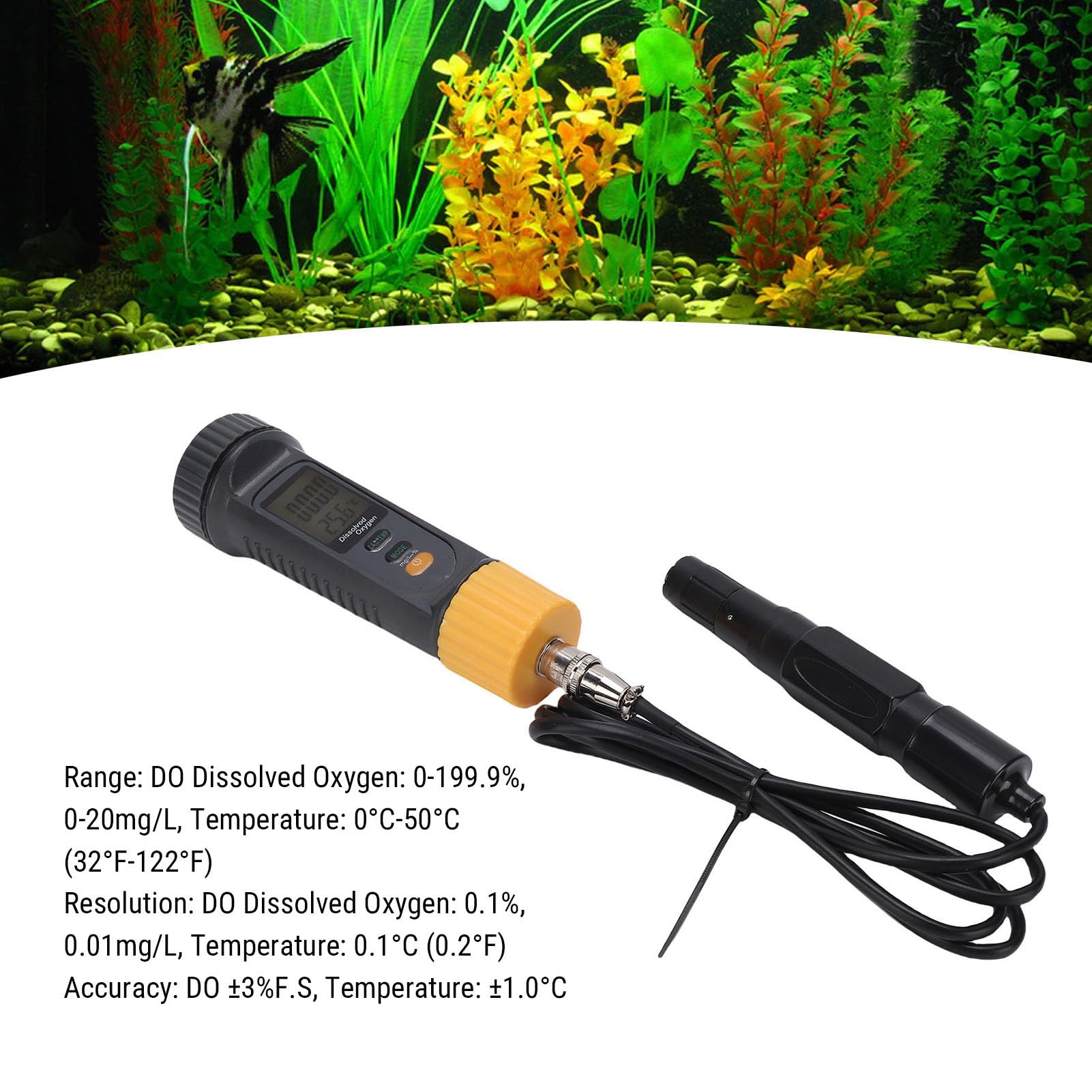 TOPINCN Misurazione di Ossigeno Disciolta Digitale Portatile Portatile Elettrodo Kit di Test di Ossigeno Disciolto per Stagno di Pesce D'acqua per Acquario per Stagno