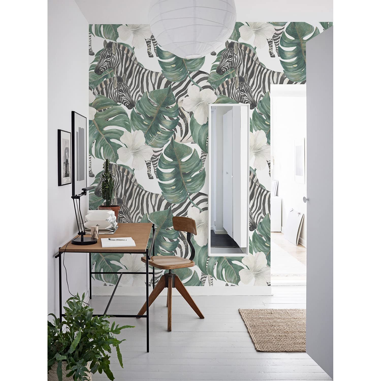 Papier peint stickers muraux zèbre tropical brillant 250x250 meuble