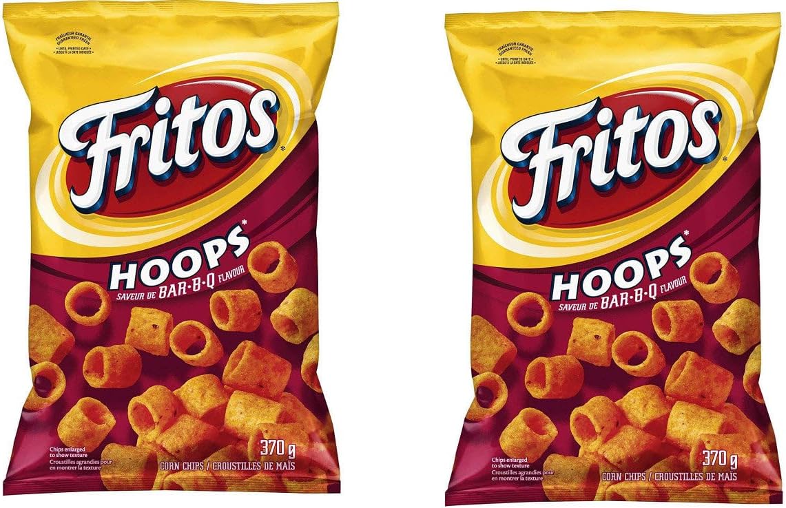 Fritos Hoops BarBQ Corn Chips 57g/2oz 5 Pack {Imported from Canada}