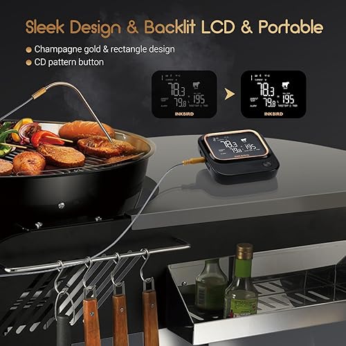 Miniatura 5 de INKBIRD Termómetro de carne WiFi y Bluetooth 5.1 de 5 GHz/2.4 GHz, 6 sondas, WiFi para ahumar, asar a la parrilla, sonda de carne inalámbrica para