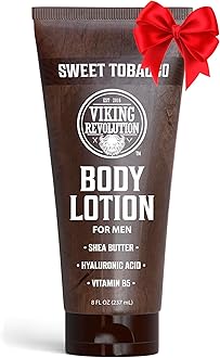 Viking Revolution Sweet Tobacco Body Lotion for Men –Mens Lotion for Dry Skin with Shea Butter, Hyaluronic Acid and Vitamin B5 – Nourishing Mens Body Lotion for Hydrated and Smooth Skin (8oz, 1 Pack)