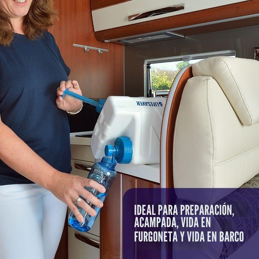 LifeSaver Cube Filtro Agua Portátil | Purifica Hasta 5000 Litros, 99,99% de Bacterias, Virus, Microplásticos - Capacidad 5L, Kit Supervivencia, Camper Furgoneta Accesorios, Emergencias