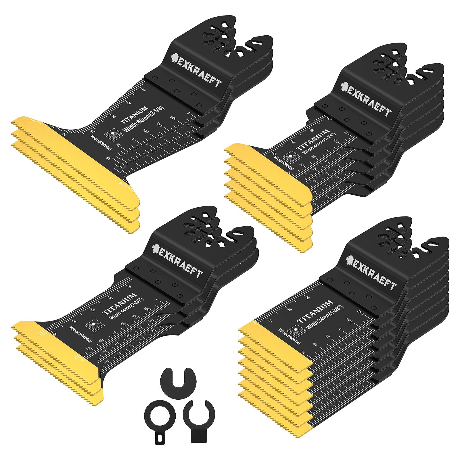 EXKRAEFT 18 cuchillas oscilantes de titanio, cuchillas multiherramienta universales para clavos de metal, madera, plástico y material duro, hojas de sierra oscilantes compatibles con Dewalt Milwaukee