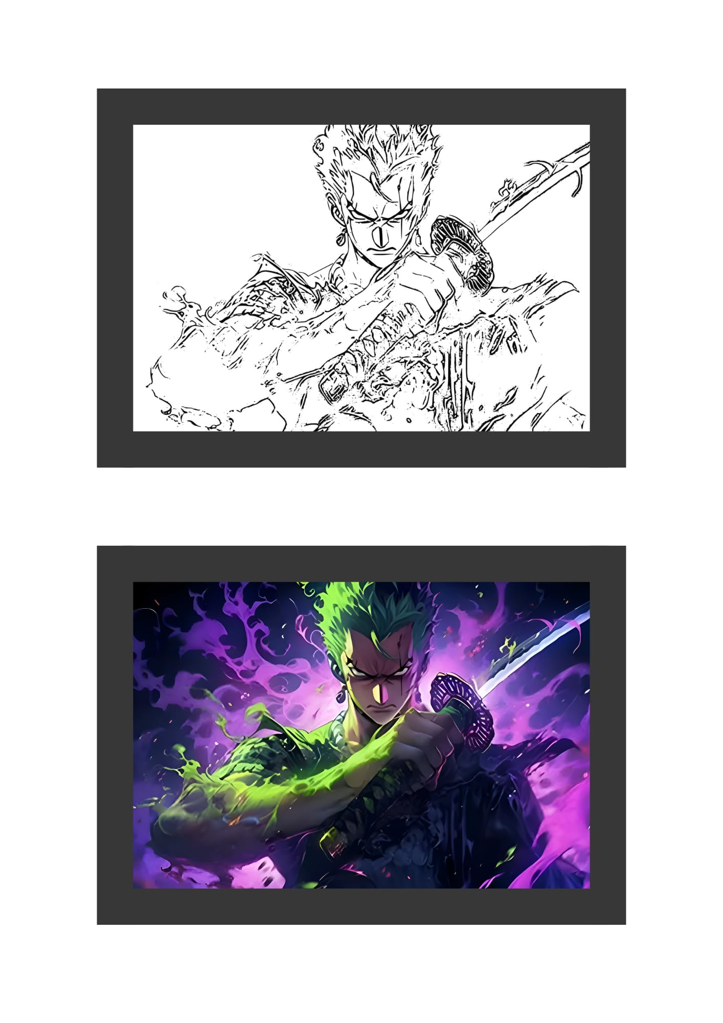Nuvue Store Zoro 3 - Light Painting Art Frame Bingkai Glow