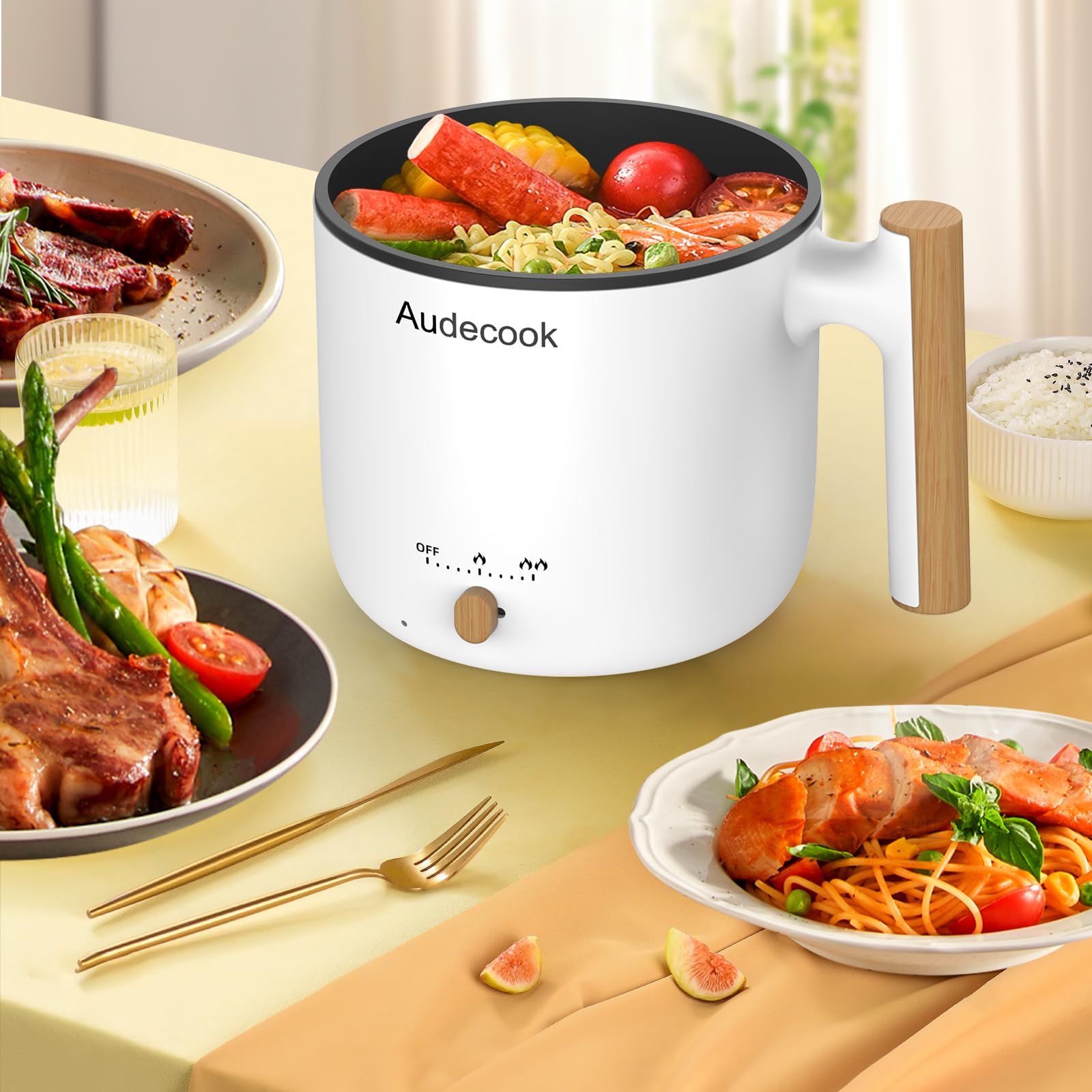 Pentola Elettrica Audecook 2.5L - Multifunzione Con Controllo Doppia Potenza