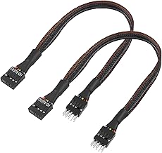 QIANRENON 9-Pin HD Audio Motherboard Connection Cable 9-Pin Male to Female ATX Front Audio Extension Cable for HD Audio or AC97 Audio Chassis Cabling 30 cm / 11.8 inches, 2 Pieces