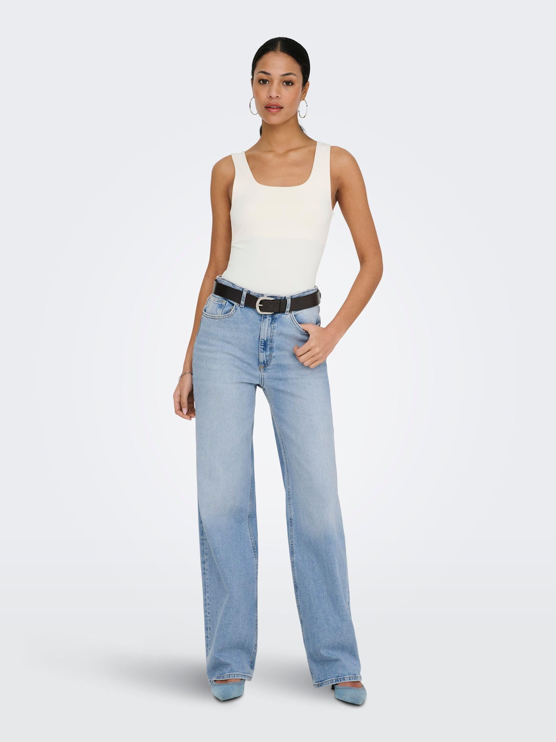 ONLY Jean à Coupe Large ONLJUICY Taille Haute Wide Leg Fit Jeans