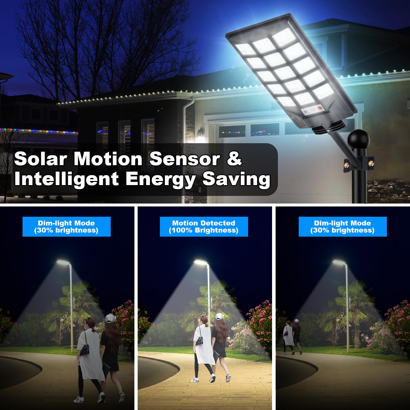 HONEYBABY Solar Street Lights Outdoor Waterproof, 8500K Solar Powered Lights Outdoor LED Flood Lamp - Image 4