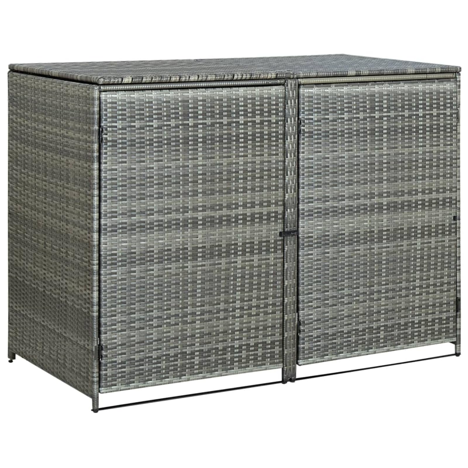 ARKEM Cobertizo Doble para contenedor ratán PE Gris 148x77x111 cm Contenedor De Basura