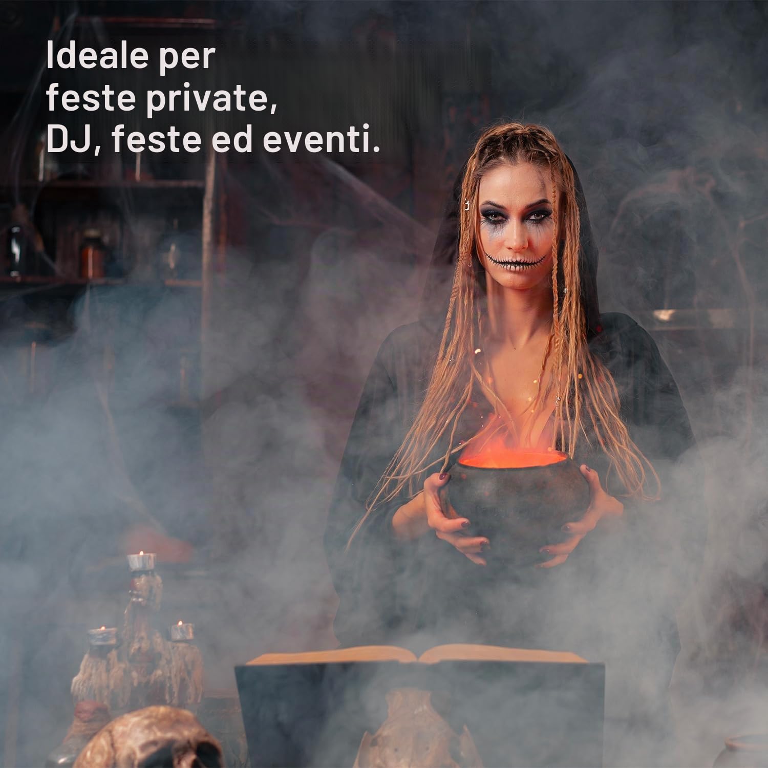 SPARKLERS CLUB Macchina per Fumo 400W con Liquido 1L Incluso – Flusso Potente e Serbatoio 0,3L – Tempo di Riscaldamento Rapido – Compatta e Trasportabile – Ideale per DJ e Feste