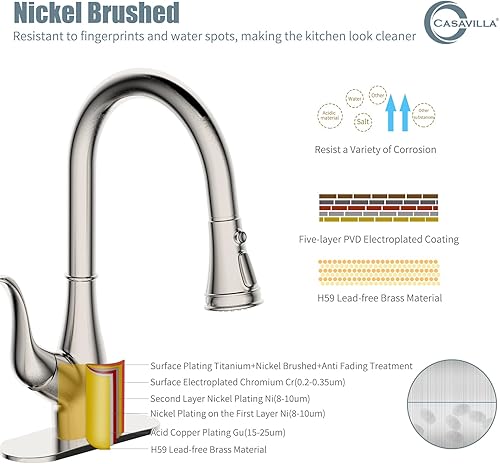 Miniatura 7 de Grifo de cocina con dispensador de jabón, grifo para fregadero de cocina, grifos de fregadero de cocina de acero inoxidable de una sola manija con