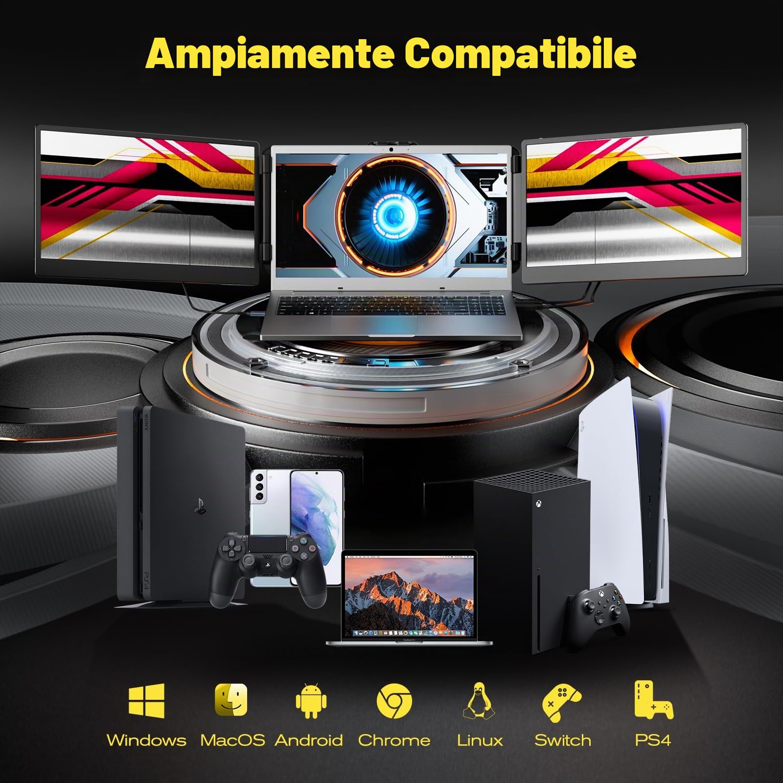 KEFEYA Monitor Portatile per Laptop, Display IPS Full HD da 14", Estensore dello Schermo del Laptop, Compatibile con Mac Windows Chrome da 13"-17"