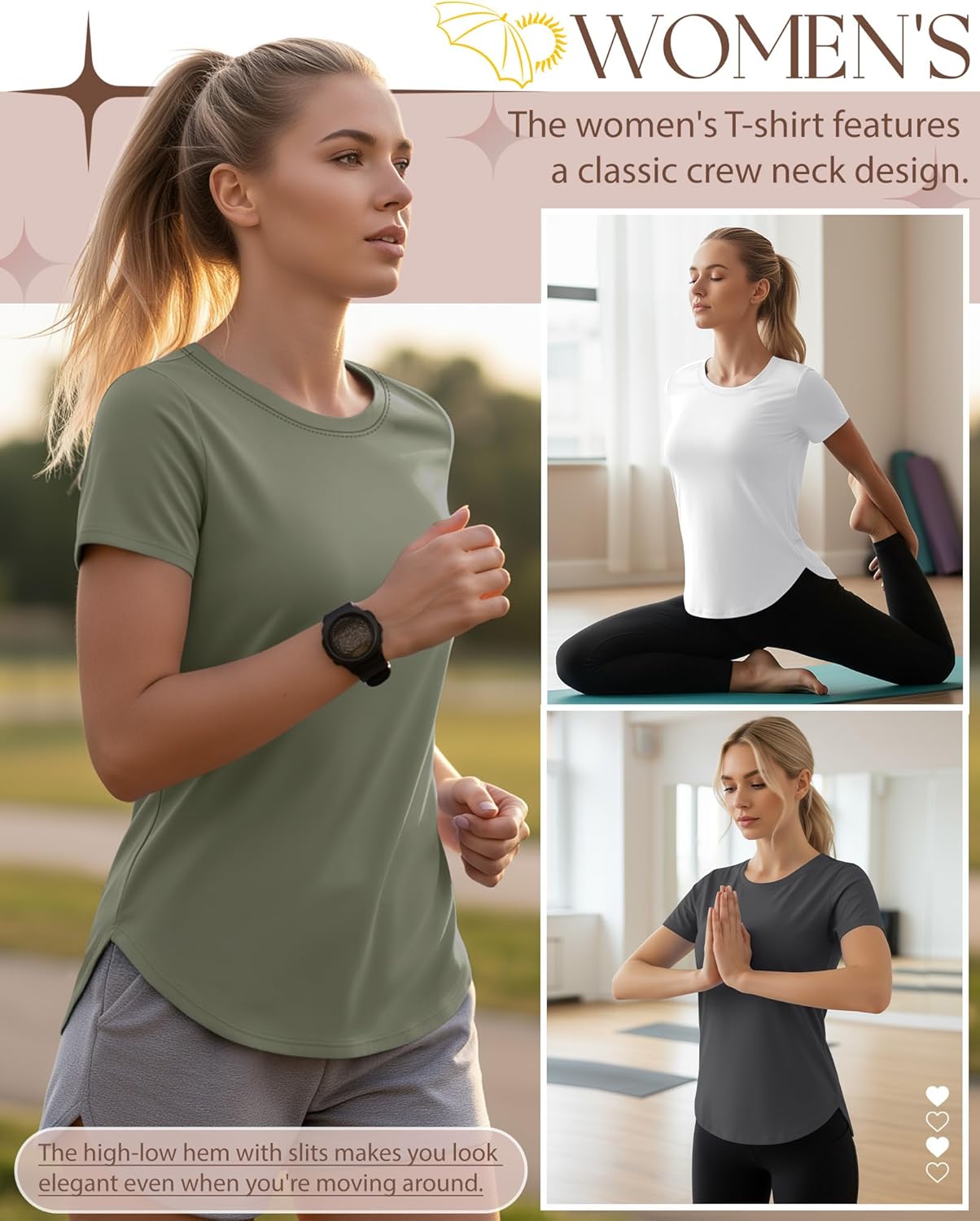 4 Pack Women's Workout Shirts UPF 50+ Athletic Breathable Short Sleeve Tops Quick Dry Split Hem Running Gym Yoga Tee - Image 4