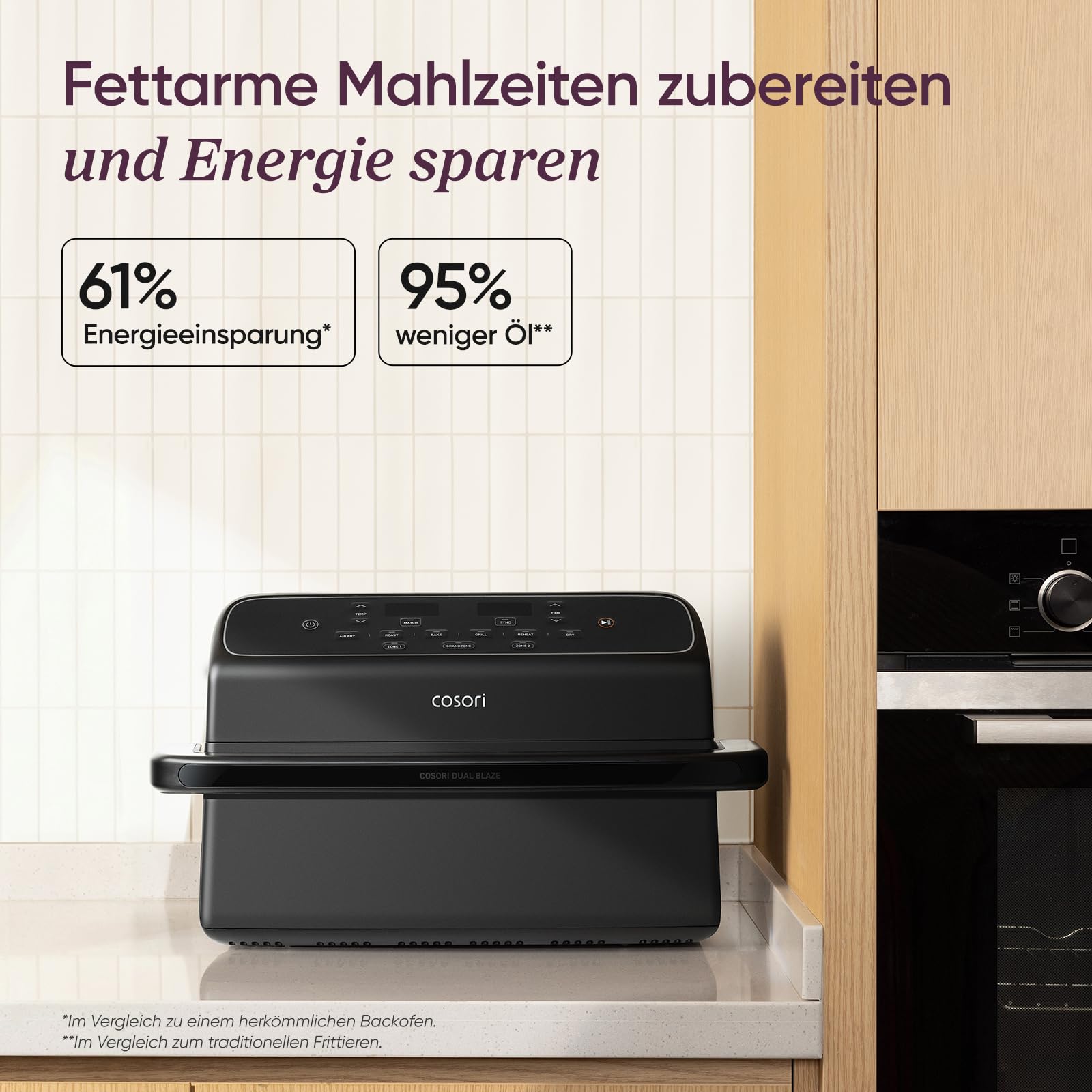COSORI Airfryer, Heißluftfritteuse 2 Kammern Keramikbeschichtung, Dual Blaze Twinfry Compact mit 4 Heizrohren, 8,6L Flexiblen Kammern, Schwarz, TF801