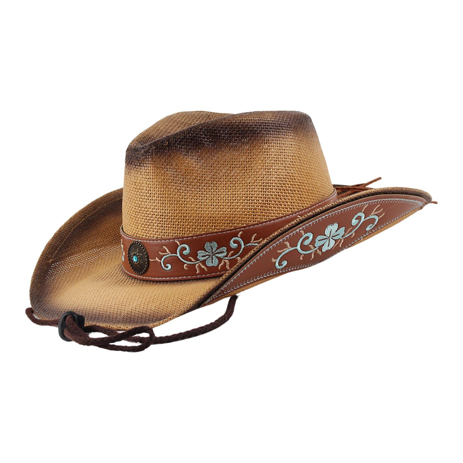 nivaa Western Style Cowboy Hat Embroidery Floral Sunhat Jazz Cap Sombrero Sun Hats-picture-55